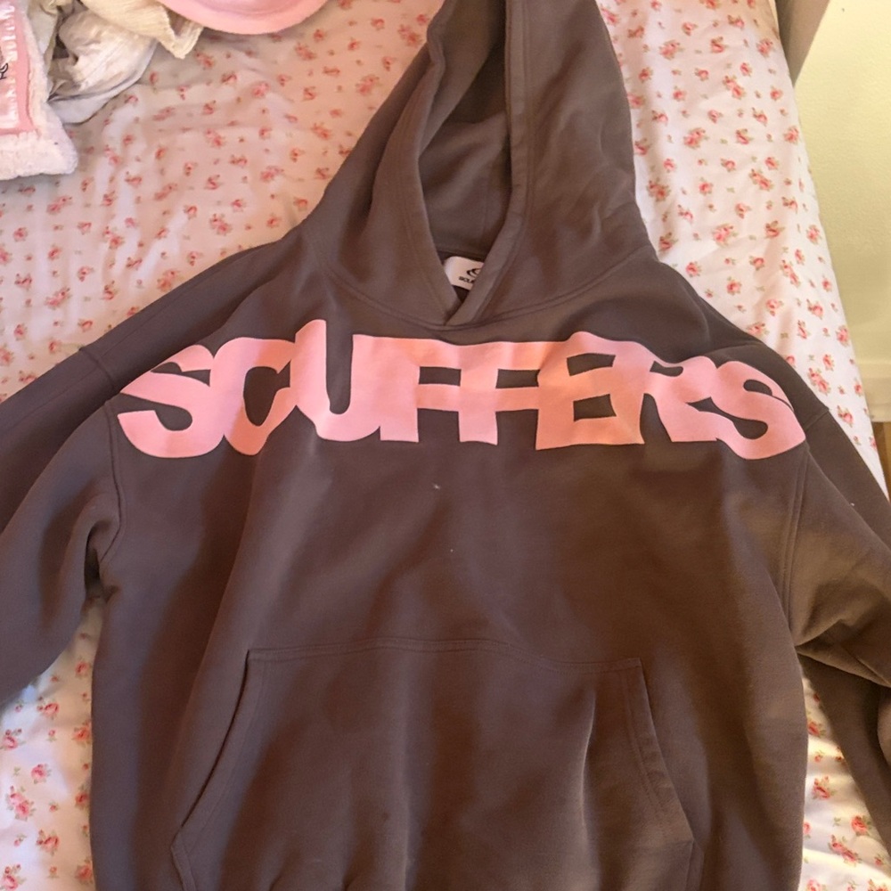 Scuffers Women's Brown Hoodie with Pink Accents